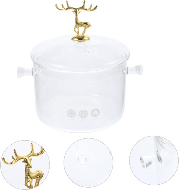 IMIKEYA Glass Stew Pot Lid Double Ear Design for Easy Handling Multi-Purpose Pot for Home Commercial Use - Image 9