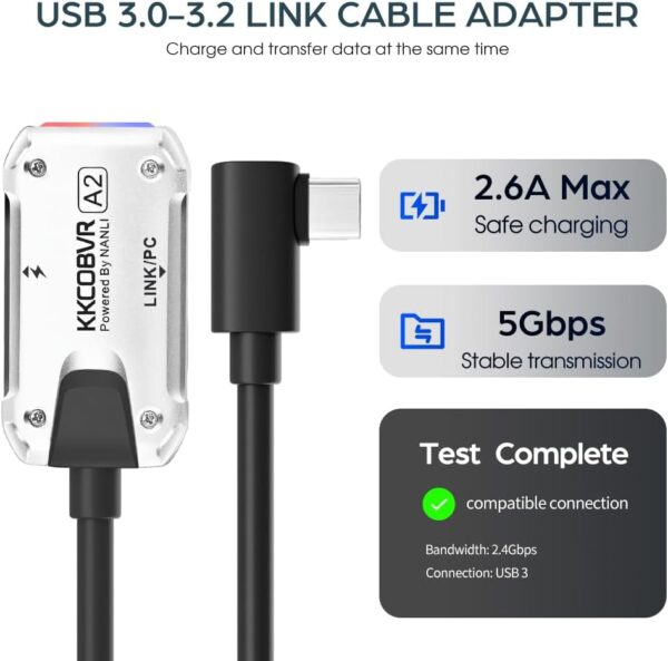 KKCOBVR A2 Link Cable Adapter Compatible With Quest 1/ Quest 2 / Quest Pro/ PICO4 Use with Battey Head Strap Accessories Play PC Game - Image 3