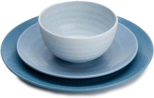 FLAMEFIELD Shades of Blue 12-Piece Melamine Set - Diverse Oceanic Hues Dinnerware, Shatter-Resistant Plates & Bowls, Perfect for Indoor & Outdoor Dining, Dishwasher Safe - Image 4