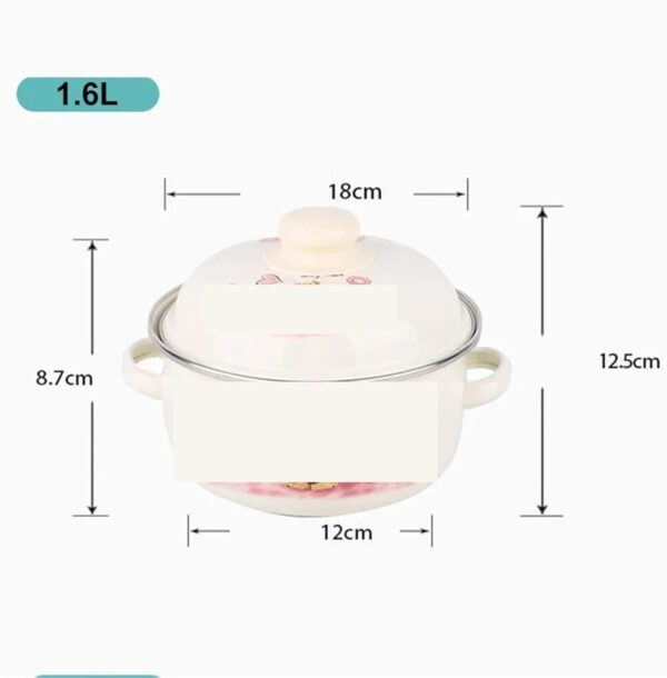 BOJHGO Casserole Dish 7 Inches Thicken Double Ears Stew Pot 1.5L Porcelain Enameled Soup Bowl With Lid Instant Noodle Bowl Induction Cooker Pot(PInk) - Image 7