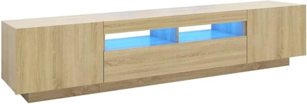 IKAYAA TV Cabinet with LED TV tables for living room TV unit TV Stand Sideboard Entertainment Centre TV Console Media Unit HiFi Cabinet for Living Room Bedroom-sonoma oak-200x35x40 cm - Image 3