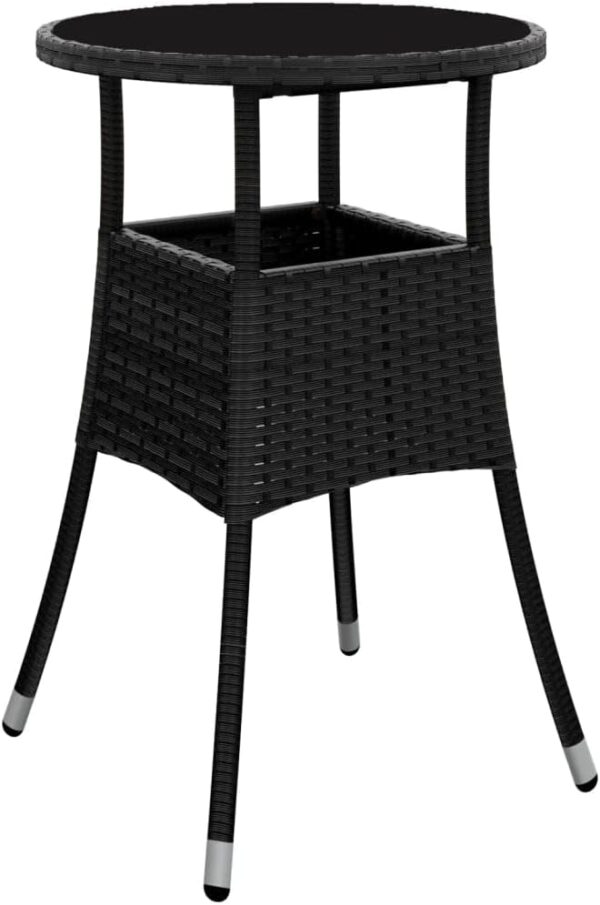 5 Piece Black Poly Rattan Garden Bistro Set with Cushions Outdoor Patio Furniture - Image 5