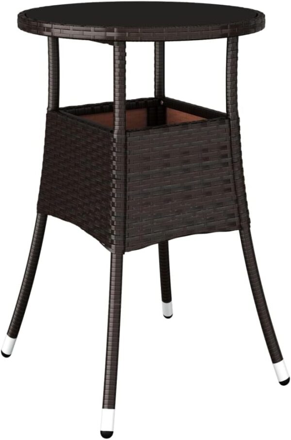 5 Piece Outdoor Bistro Set with Cushions Brown Poly Rattan Patio Furniture Collection - Image 7