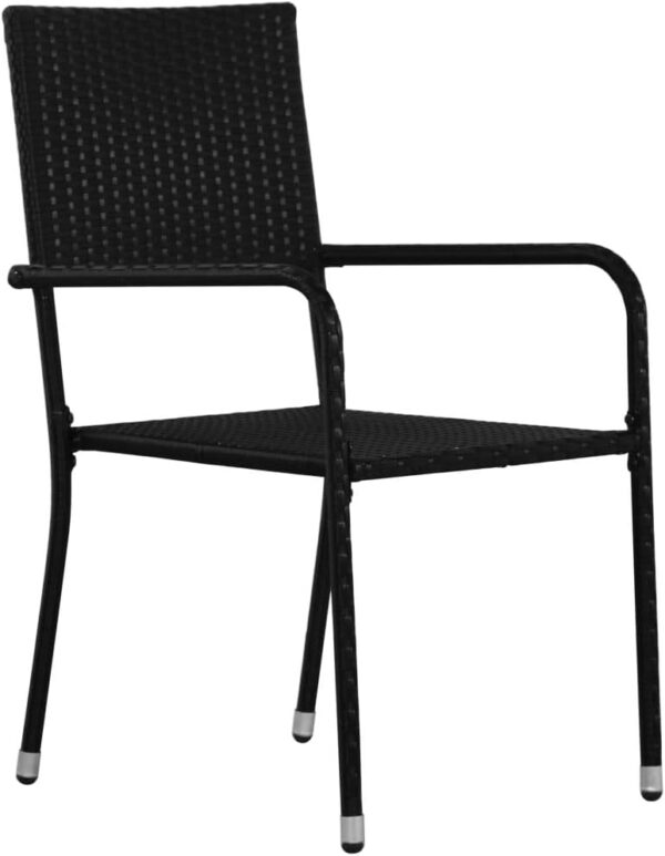 UJCHVHN Item-3 Piece Garden Dining Set Poly Rattan Black,Outdoor Outdoor Furniture Sets - Image 5