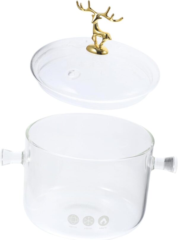IMIKEYA Glass Stew Pot Lid Double Ear Design for Easy Handling Multi-Purpose Pot for Home Commercial Use - Image 2