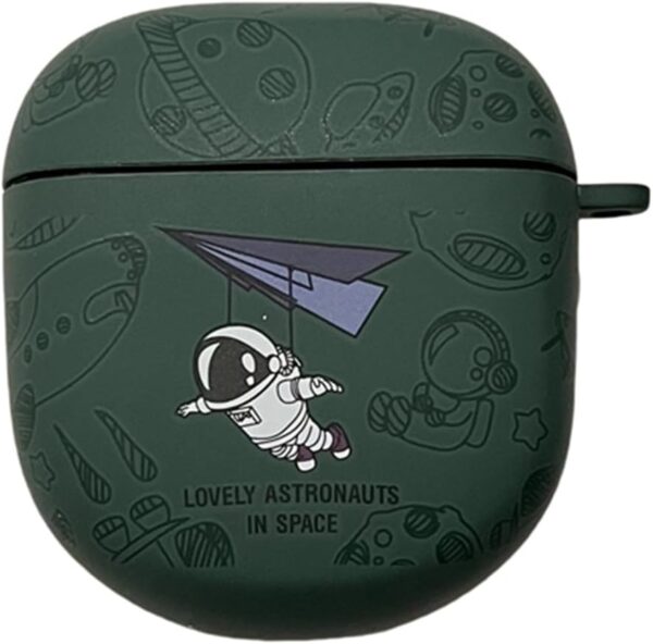 PLXBYC Ear Buds Case for Bose QuietComfort Earbuds II Case (2022) & QuietComfort Ultra Case (2023),Cute Cartoon Astronaut Spaceman Headphone Cover with Hook (green) - Image 2
