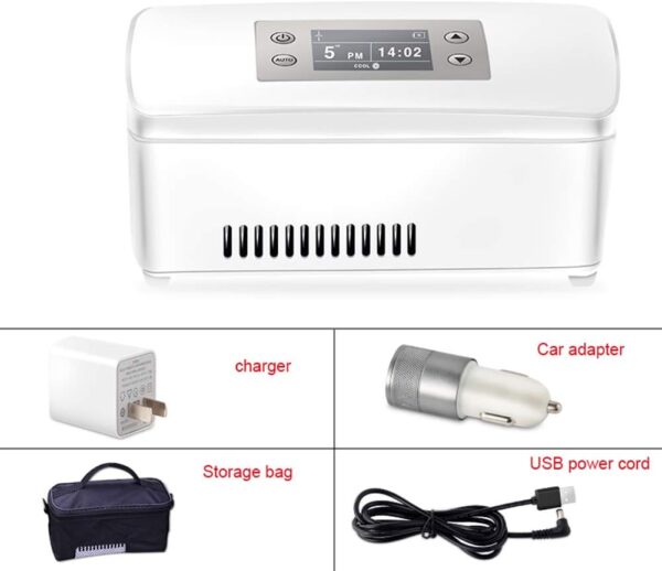Travel Mini Insulin Refrigerator - Portable Smart Car Fridge/Cooler, Household/Dormitory Rechargeable Medicine Storage Box (2-18 ° C Temperature Control) - Image 5