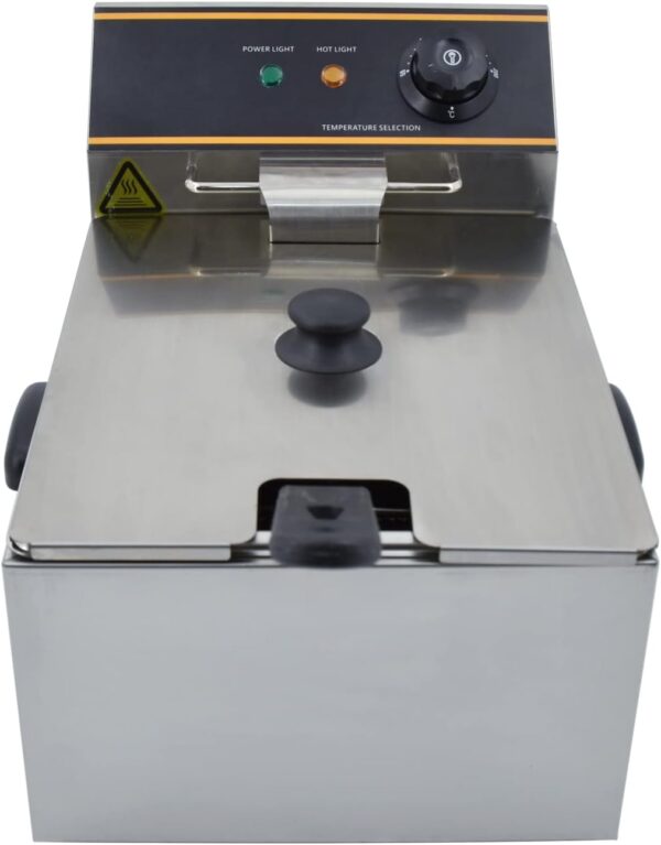 Electric Deep Fryer 6L 3000W Countertop Stainless Steel Single Tank with Lids&Basket Home, Restaurant Use - Image 8