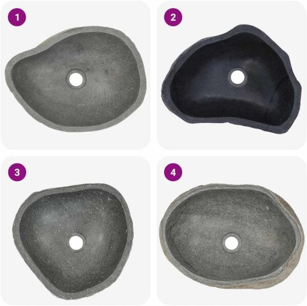 vidaXL Natural River Stone Basin – Oval-Shaped, Easy-Clean Interior, Unique Aesthetic, Highlights Any Bathroom Decor, with Drainage Hole - Image 8