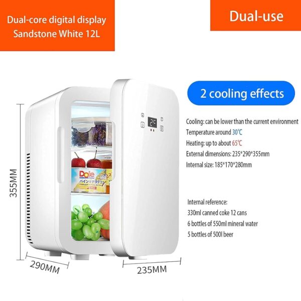 XLTEAM Mini Fridge, 10L Portable Personal Fridge, Compact Fridge with Glass Panel Door, Quiet Cooler & Warmer, LED Smart Touch Screen, for Skincare, Food, Drinks, Car and Home - Image 5