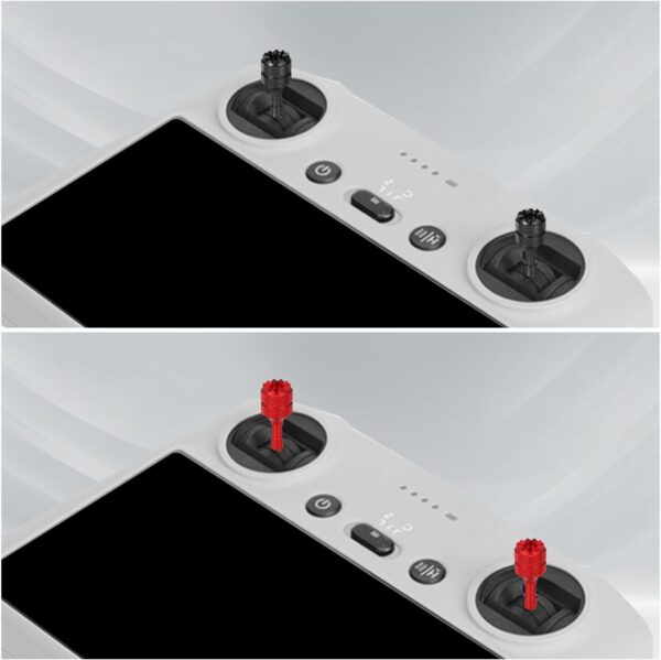 lasuroa 4pcs Drone Control Sticks, Mini Joystick Replacement Drone Controller Thumb Sticks Drone Joystick Compatible with DJI Mini 3 Pro DJI RC Smart Controller Accessories(Red Black) - Image 6