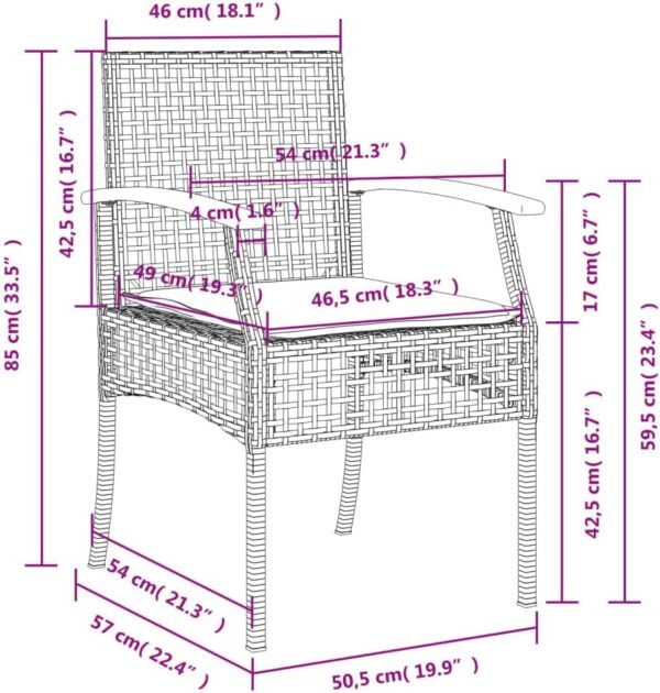 vidaXL Garden Dining Set with Cushion 9-Piece Garden Furniture Set Dining Set Garden Set Patio Balcony Furniture Set Grey Poly Rattan - Image 10