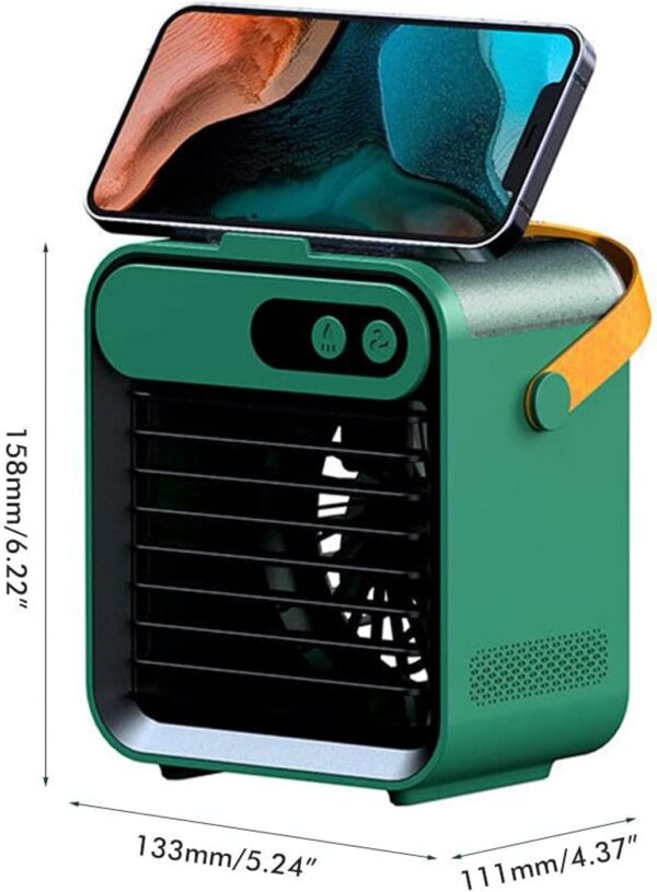 RENJIELI Portable Air Cooler, 150ML Mini Conditioner Fan 4000mAh Water-Cooled Cooler 4 in 1 Personal Humidifier with USB,2400 mah,3 Wind Speeds for Bedroom Home Office Outdoor Usage-Green - Image 10