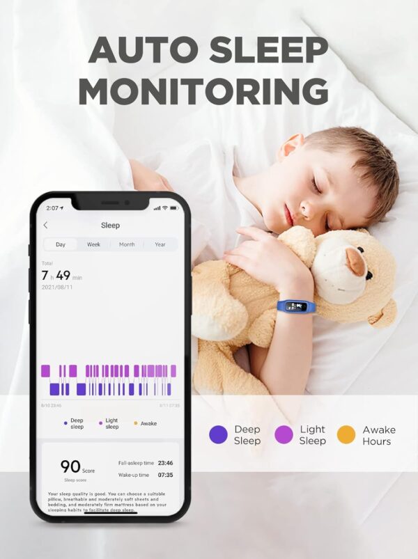 BIGGERFIVE Vigor 2 Fitness Tracker Watch for Kids Girls Boys Ages 5-12, Activity Tracker, Pedometer, Heart Rate Sleep Monitor, IP68 Waterproof Calorie Step Counter Watch, Alarm Clock, Great Kids Gift - Image 6