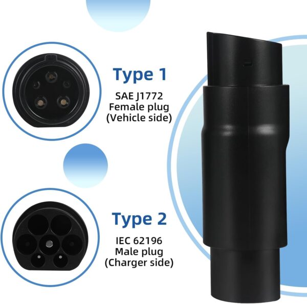 Convitex Type 1 to Type 2 EV Adapter, SAE J1772 to IEC62196, EV Charger Converter 32A Convertor, 8KW Adapter - Image 3