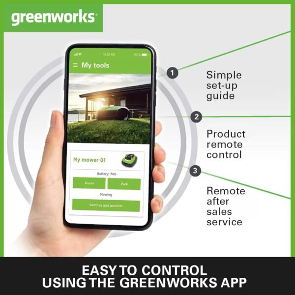 Greenworks Optimow S Robot Lawnmower for Lawns up to 300m2 with 30% Slope, Ultra Quiet, Bluetooth App Controlled, Easy to Set Up, Advanced Safety Features, Theft Protected, 3 Year Guarantee - Image 8