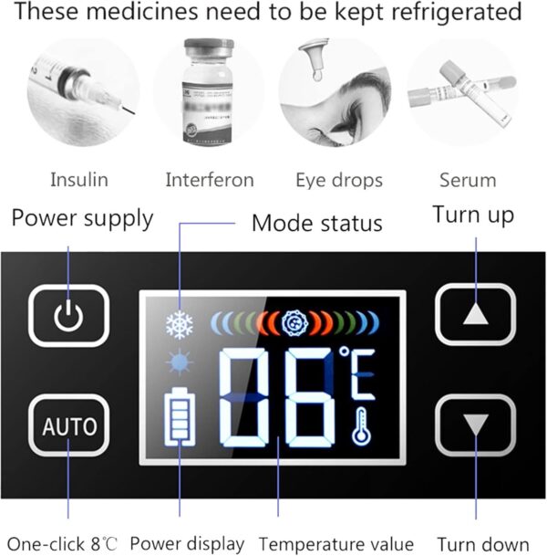 CraftNestUK Medicine Refrigerator Mini Rechargeable Portable Smart Medicine Refrigerated Box Outdoor Home - Box for Medication with Battery (battery2) - Image 5
