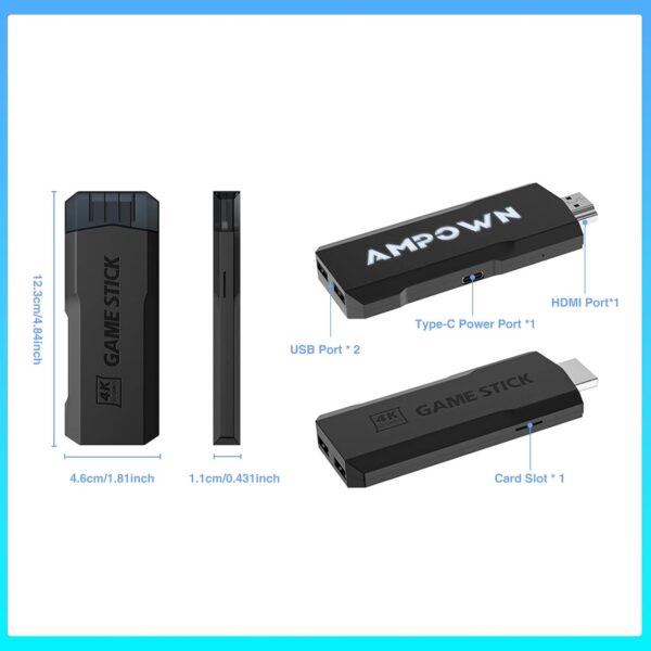 Retro Games Console With Dual 2.4g Wireless Controllers, Built-In Card 50000+ Games Game Stick , Plug And Play Retro Game Stick Support 40+ Simulators, 4K HD Output For TV-128G - Image 6