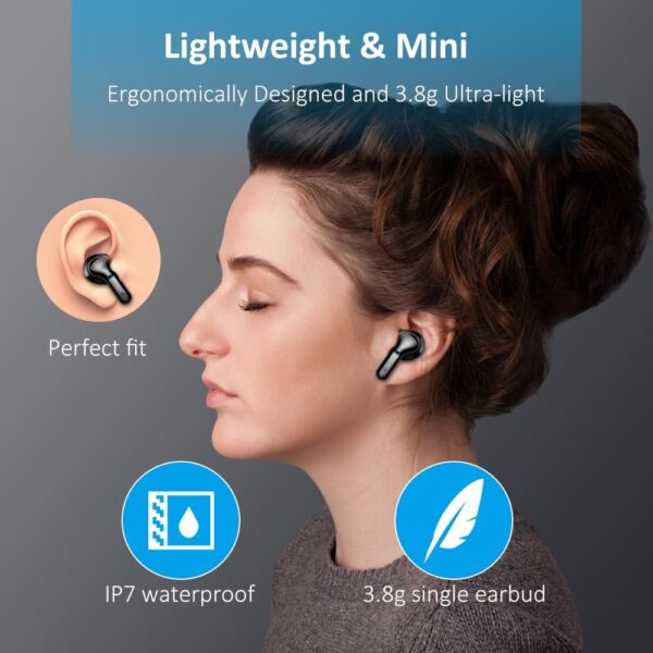 Wireless Earbuds, Wireless Headphones Bluetooth 5.3 Headphones with 4 ENC Mic, NEW 40H Bluetooth Earphones in Ear Deep Bass Noise Cancelling Bluetooth Earbuds Mini Ear Buds IP7 Waterproof LED Display - Image 6