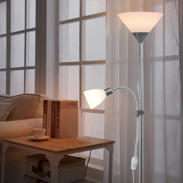 Depuley Modern Grey 2 Head Mother and Child Reading Floor Lamp, Standing Floor Lamp with 360°Rotate Side lamp, LED Floor Light for Living Rooms, Bedrooms, Office(Bulb Not Including) - Image 7