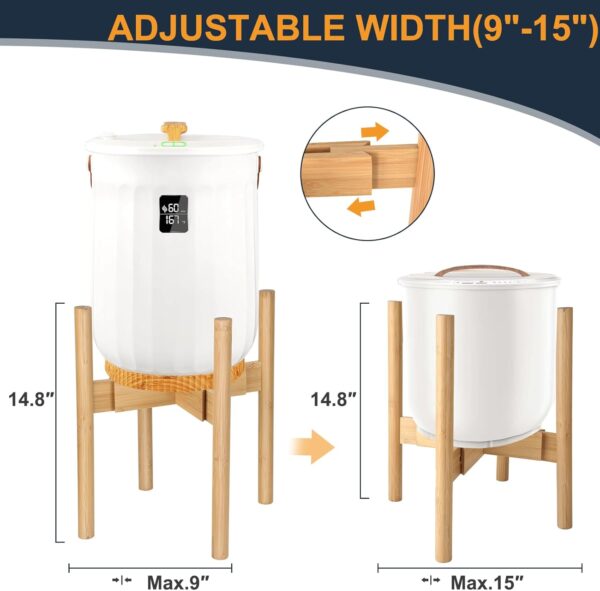 Adjustable Bamboo Wood Stand for Towel Warmer Bucket -(9''-15'') - Sturdy Durable Bamboo Wood Holder - Compatible with Most Bath Towel Warmers - Ideal Bath Towel Warmer Accessory for The Bathroom - Image 4
