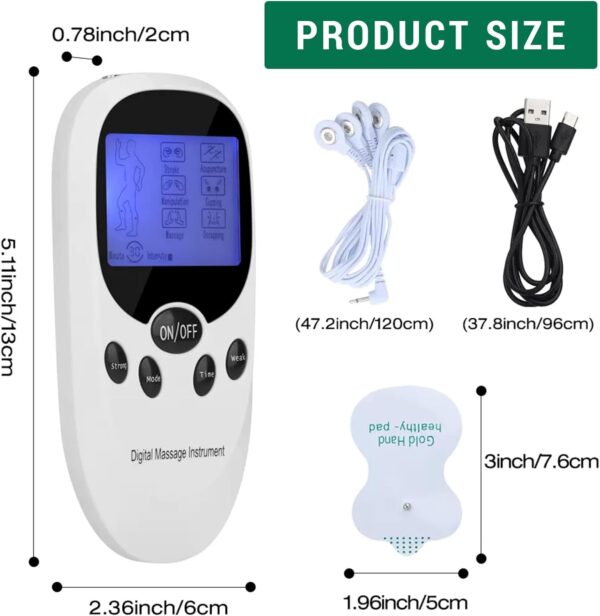 Xumann TENS Machine for Pain Relief, Dual Channel Digital Electronic Muscle Stimulator Machine with 6 Massage Modes and 8 Replacement Pads for Back/Neck/Shoulder/Leg/Calf Pain Relief - Image 3