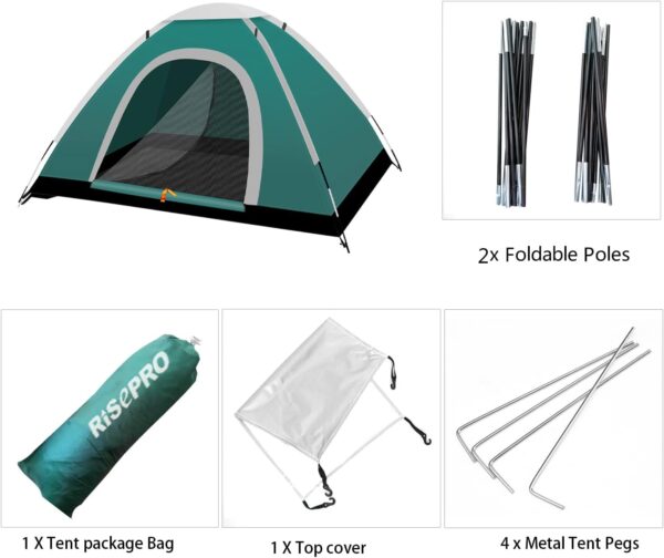 RISEPRO Portable Camping Tent, 2 Person Lightweight Tent, Waterproof Windproof, UV Protection, Perfect for Beach, Outdoor, traveling, hiking, camping, hunting, fishing, etc DC - Image 6