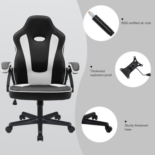 Play haha.Ergonomic high back seat with breathable mesh insert padded armrests tilt adjustment durable base lumbar support PU leather surface for gaming home or office use - Image 13