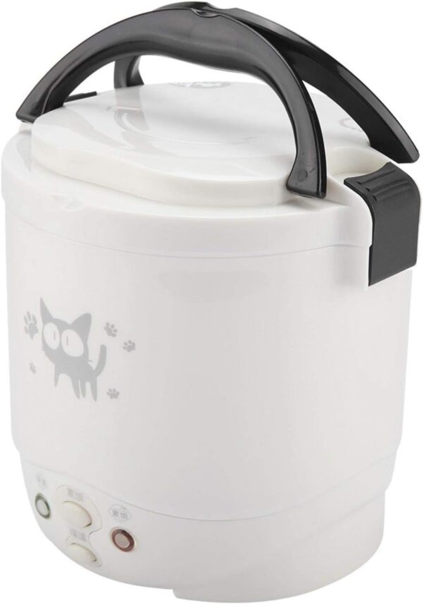 Mini Rice Cooker, 12V 100W 1L Electric Food Steamer, 2 Cups Portable Travel Steamer Small, All-in-1 Multi Cooker Stainless Waterproof Non-Stick Pot(White) - Image 10