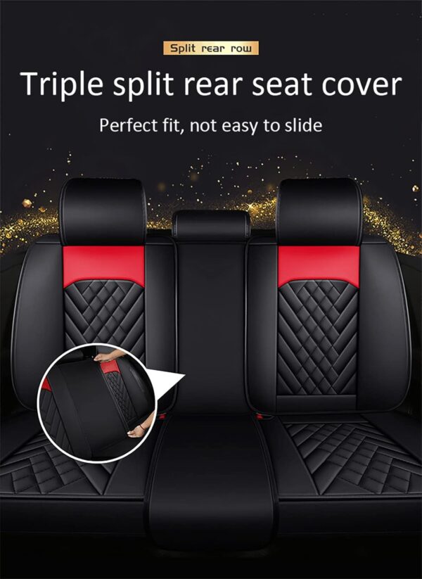 Eunncu Universal Car Seat Covers Waterproof Leather Full Set, Can Protect Front and Rear Seats, To Fit Most Cars, Side Airbag Compatible, Blue - Image 7