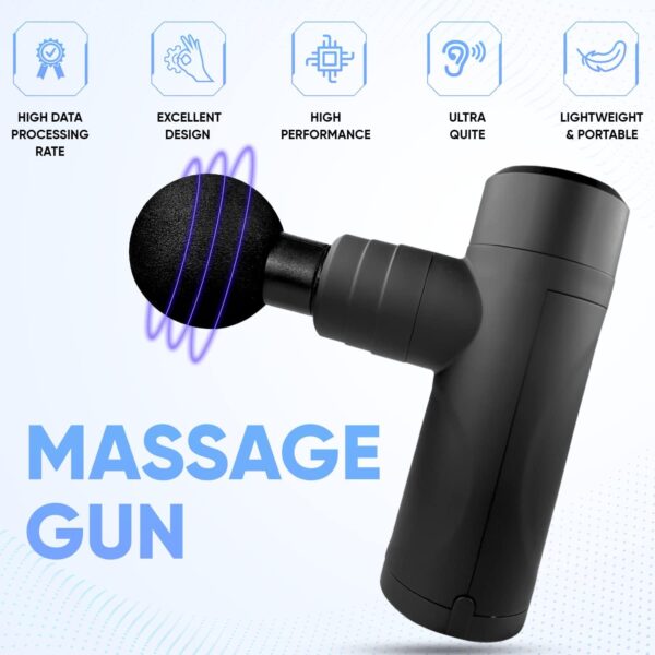Massage Gun Back Massager (UK Company) 4 Massage Heads 4 Message Levels Muscle Massage Gun Deep Tissue Mini Massager - Image 5