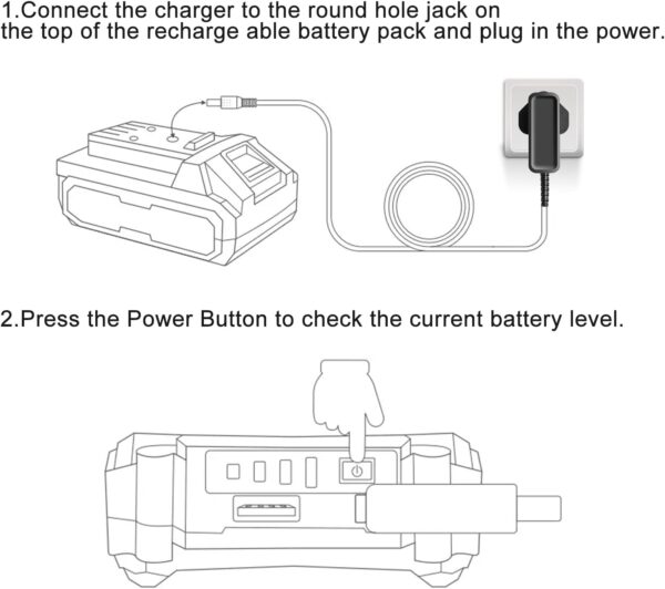 KFD 21.5V Power Adapter for AstroAI 20V MAX Li-ion Battery Cordless Tire Inflator Air Compressor 21V Battery Charger for Mini Chainsaw, Leaf Blower, Electric Pruning Shears Drill 20V/21V Power Tools - Image 8