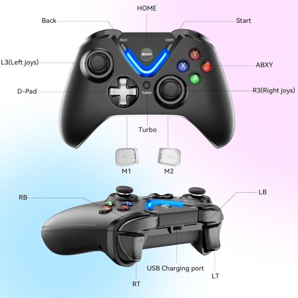 RALAN Wireless Controller with Paddles for Xbox One S/X, Xbox Series S/X, Windows PC, 2.4G Wireless Adapter with 3.5mm Headphone Jack, ALPS Joystick, Hall Effect Sensing trigger, Rechargeable Battery - Image 4
