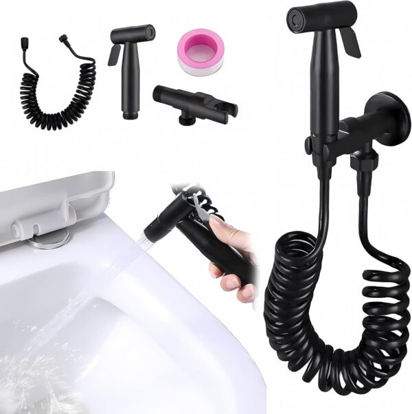 Jet Spray for Toilet, Bidet Sprayer Stainless Steel Douche Spray Handheld with Hose High Pressure Toilet Shower Spray for Pet Bath Personal Hygiene - Image 2