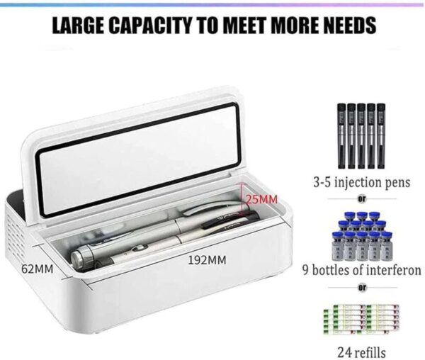 FSCLJ Portable Insulin Cooler Box for Car, Smart LED Display Medication Refrigerator with USB Charging Cable for Travel Household - Image 3