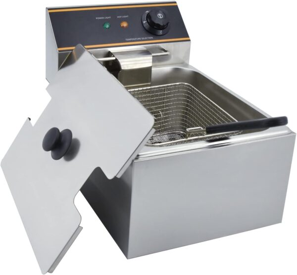 Electric Deep Fryer 6L 3000W Countertop Stainless Steel Single Tank with Lids&Basket Home, Restaurant Use - Image 7