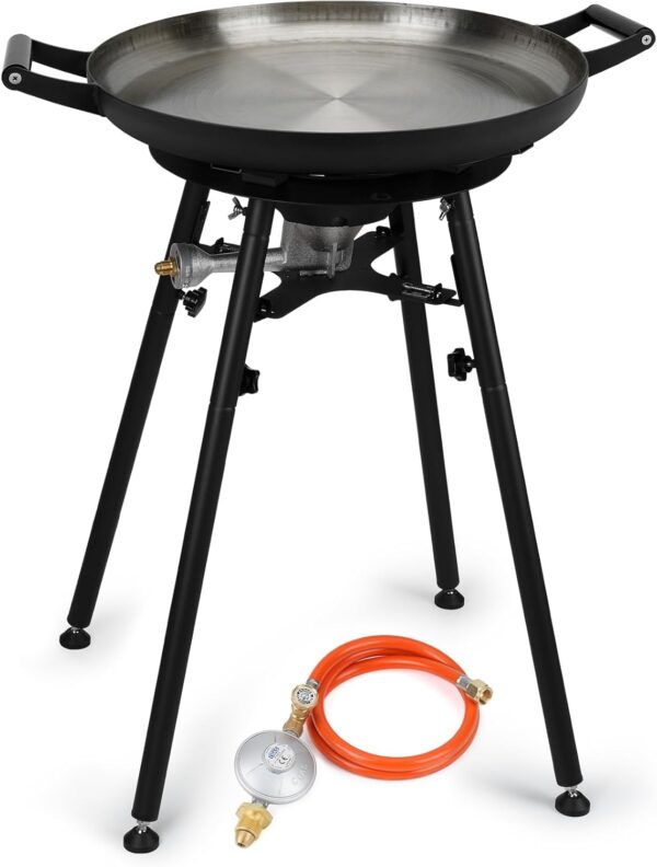 Onlyfire Portable Propane Cooking System Outdoor Cooker Burner with Φ54cm Iron Pot, UK Gas Regulator for Outdoor Camping Cooking - Image 2