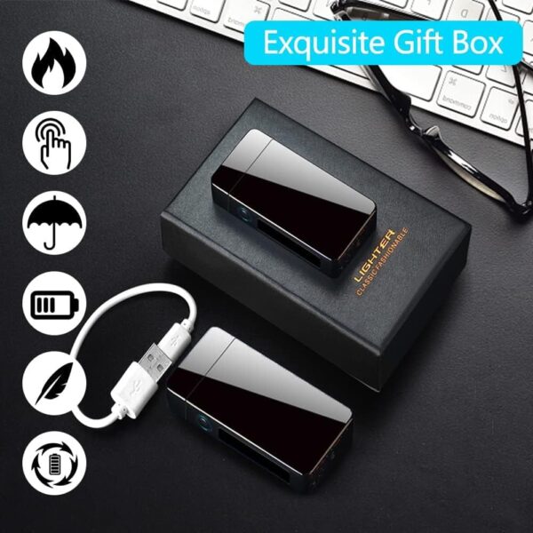 Gohytal USB Rechargeable Dual Arc Electric Plasma Windproof Lighter with Power Indicator - Windproof Lighters for Candles, Camping, Gifts for Dad, Men - Image 4