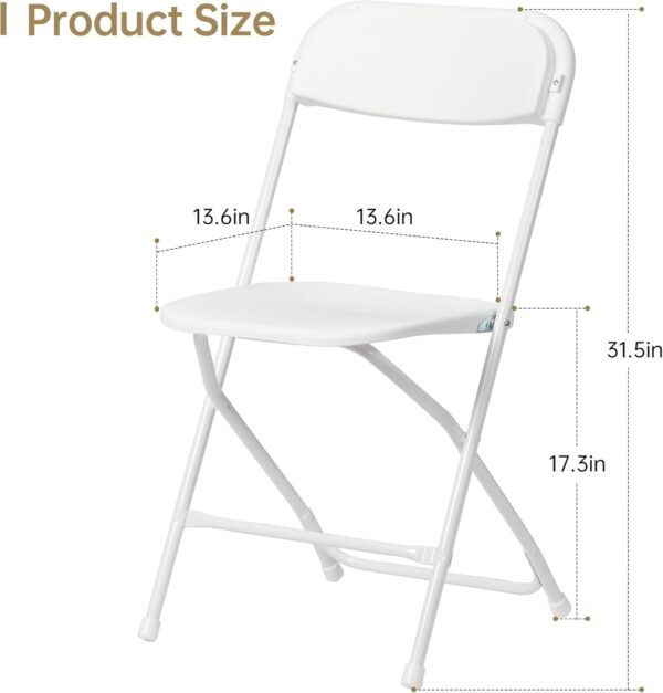 6 FT White Picnic Folding Table Set with 8 White Chairs, Portable Patio Dining Sets for Backyard, Commercial Use, Outdoor Event, Party, Camping - Image 5