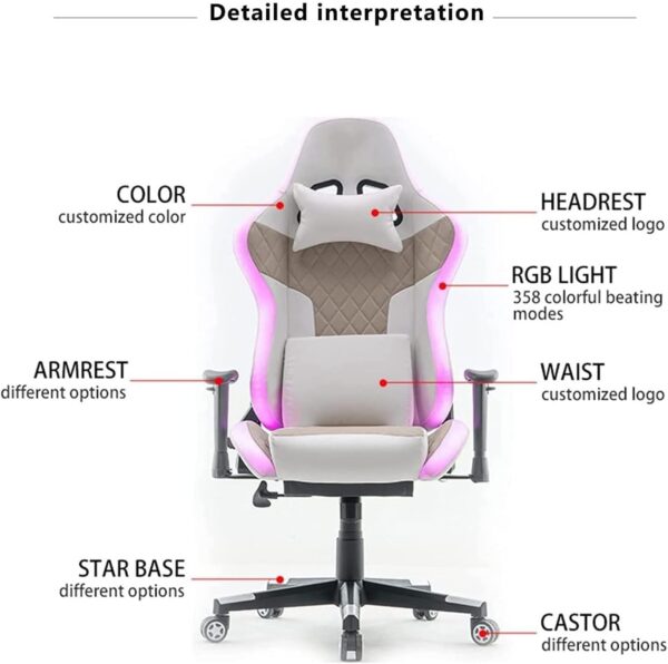 HUIQC Gaming Chair Ergonomic Computer Chairs with 4D Adjustable Armrest,Built-in Bluetooth Speaker,Comfortable Sedentary Racing Style Office Chair - Image 5