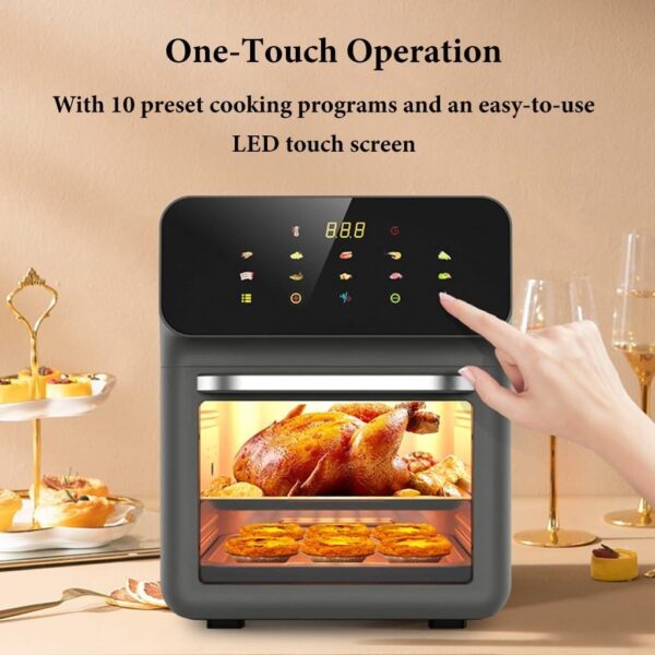 KVTGAYMS 20L Large Air Fryers Oven with Rotisserie for Family Digital 1350W,0-60 Minutes Free Timer,18 in 1 Multicooker, Roast, Grill, Bake, Toast, Fry, Dehydrate, Oil-Free, (Color : /White） Gray/Whit - Image 3