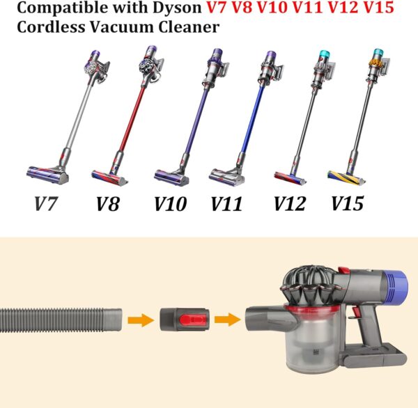 WEILE Dryer Vent Cleaner Attachment Kit for Dyson V7 V8 V10 V11 V12 V15 Cordless Vacuum, Flexible Hose Crevice Nozzle Tool for Dryer Lint, Corners and Gaps Cleaning - Image 3