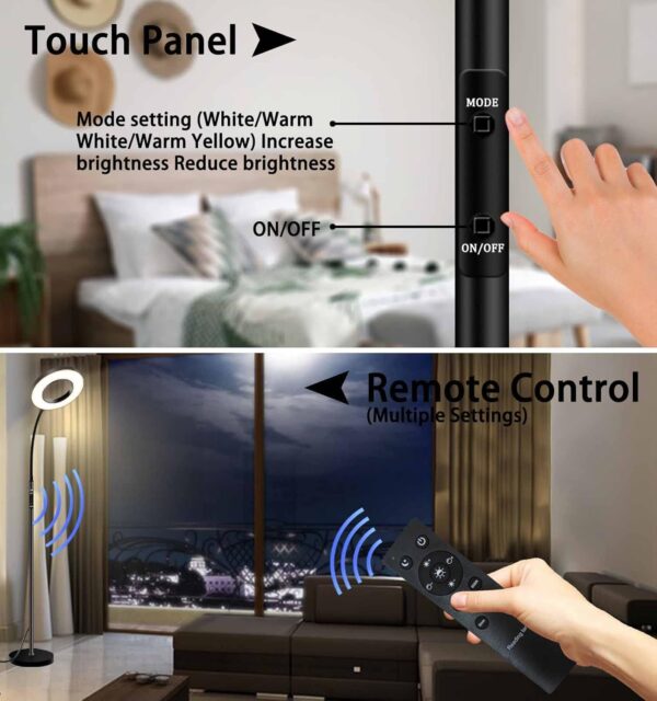 KS KINGSTAR Modern Standing lamp Floor lamp Sofa Side Reading Lamps 3-Color Tall Standing Pole Light with Remote for Live Stream Learning and Reading Living Room,Bed Room,Home Office … - Image 7