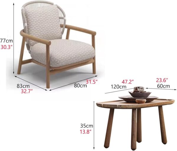 3 Pieces Patio Furniture Set Outdoor Sectional Chairs, Patio Conversation Sets With Coffee Table For Porch, Garden, Backyard - Image 3
