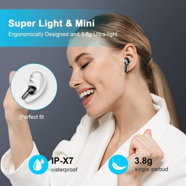 Wireless Earbuds, Bluetooth 5.3 Headphones With ENC Mic, Noise Cancelling, IP7 Waterproof, 40H Deep Bass, USB-C, LED Display - In-Ear Earphones 2024 - Image 6