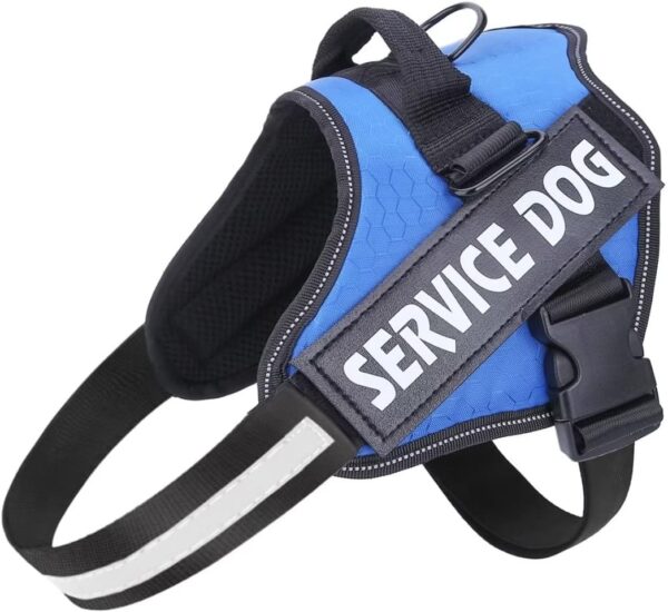 Belababy Soft No Pull Dog Harness X Small, Adjustable Assistance Service Dog Vest with Safety Buckle, Reflective Breathable Outdoor Training Dog Harness（Blue） - Image 2