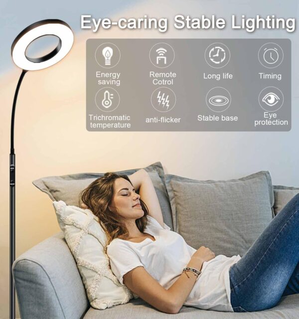 KS KINGSTAR Modern Standing lamp Floor lamp Sofa Side Reading Lamps 3-Color Tall Standing Pole Light with Remote for Live Stream Learning and Reading Living Room,Bed Room,Home Office … - Image 8