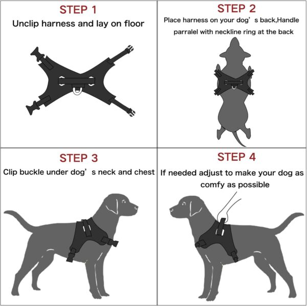 FYY Dog Harness No Pull, Breathable Adjustable Pet Harness Dog Vest Harness, Reflective Oxford Easy Control Dog Harness with Sturdy Handle for Small Medium Large Dogs L-Red - Image 7