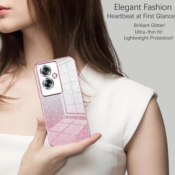 SEAHAI Case for OPPO A79 5G / OnePlus Nord N30 SE 5G, Ultra Thin Transparent Gradient Color Shining Pattern Card Plating Design Shockproof TPU Bumper Soft Silicone Fashion Cover - Pink - Image 8