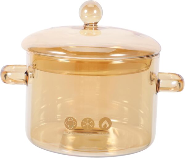 Didiseaon Glass Double-Eared Soup Pot Stovetop Simmering Pot Lid Safe Easy to Use for Electric Stove Induction Cooker - Image 2